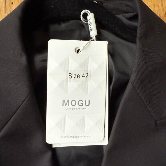 Men’s Mogu Black Double Breasted Suit Jacket Blazer Notched Lapel Size 42 NWT - Picture 14 of 14